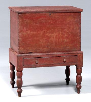 Appraisal: Kentucky Federal sugar chest red painted cherry throughout with walnut