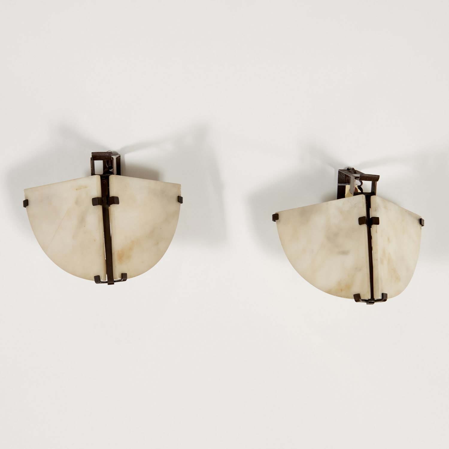 Appraisal: PIERRE CHAREAU ATTRIB PAIR 'MASQUE' SCONCES c s France 'LP