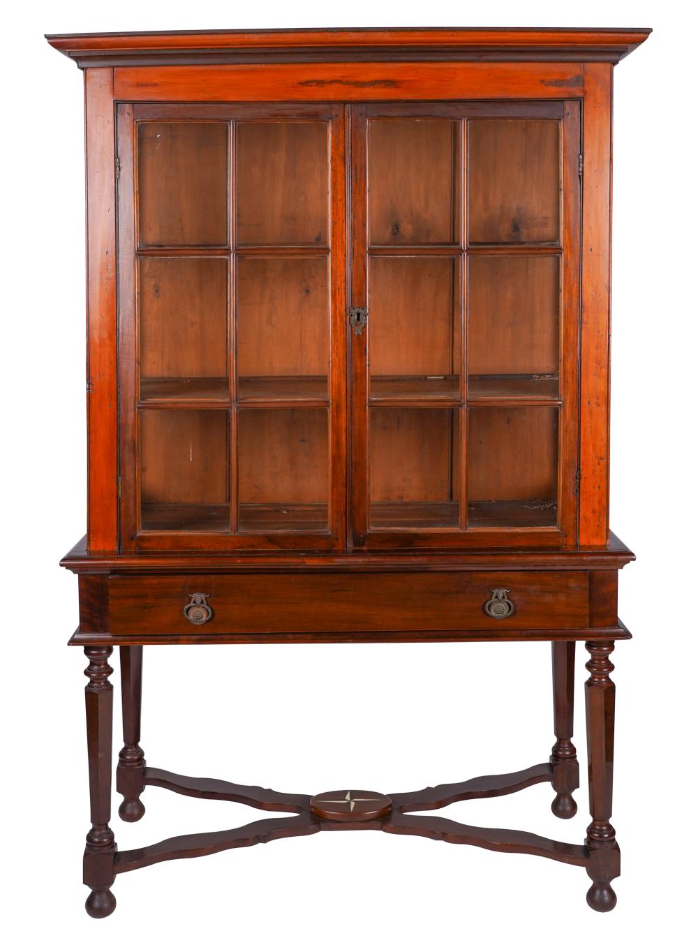 Appraisal: CONTINENTAL BOOKCASE ON STAND th century mixed woods in two