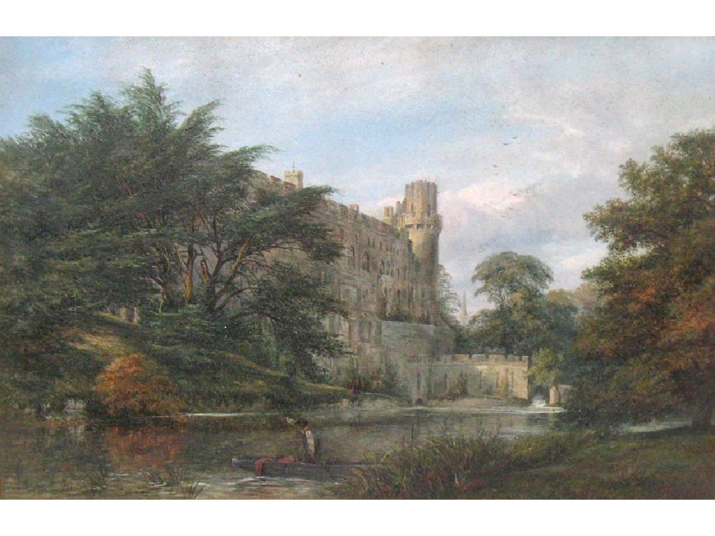 Appraisal: FREDERICK WHITEHEAD Warwick Castle with a figure in a punt