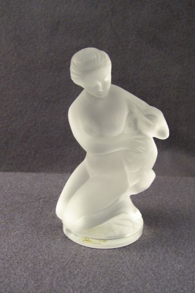 Appraisal: Lalique Crystal Figure Crystal figure of a woman with goat