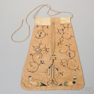 Appraisal: Embroidered Linen Pocket th century the front with floral and