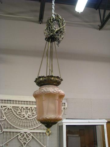 Appraisal: Vintage Swag Type Hanging Light Fixture with semi-opaque peach glass