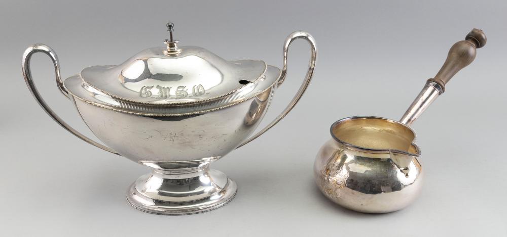 Appraisal: TWO SILVER PLATED ITEMS EARLY TH CENTURYTWO SILVER PLATED ITEMS