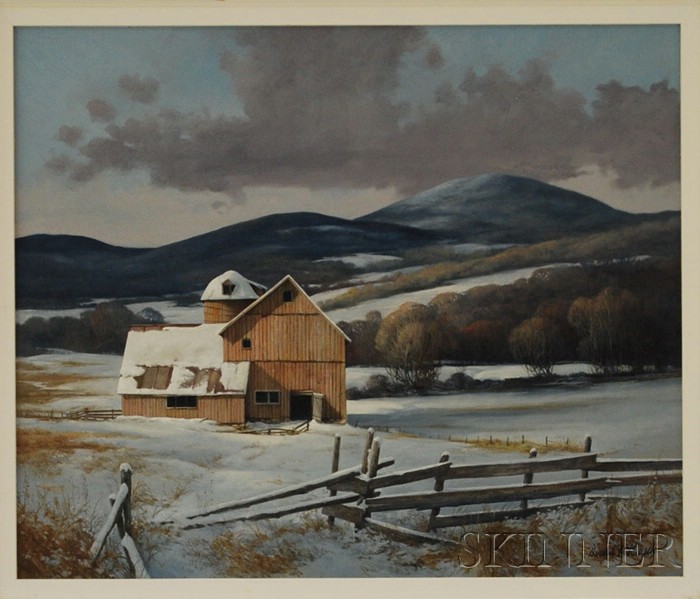 Appraisal: Gerald Lubeck American b Farm in Winter Signed Gerald L