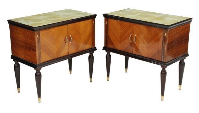 Appraisal: pair Italian mid-century rosewood bedside cabinets c s faux onyx