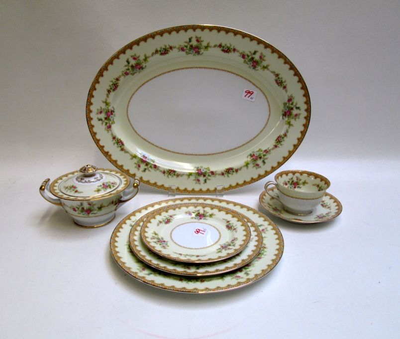 Appraisal: NORITAKE CALISAY CHINA SET eighty-five pieces comprised of dinner plates