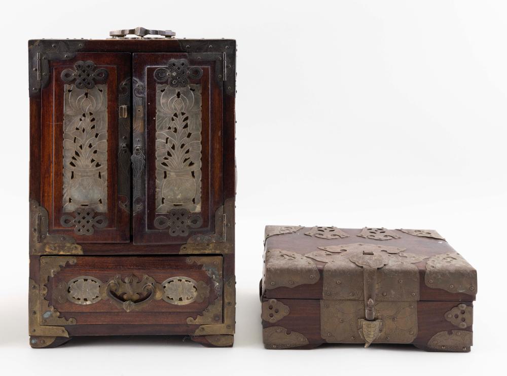 Appraisal: TWO CHINESE ROSEWOOD BOXES TH TH CENTURYTWO CHINESE ROSEWOOD BOXES