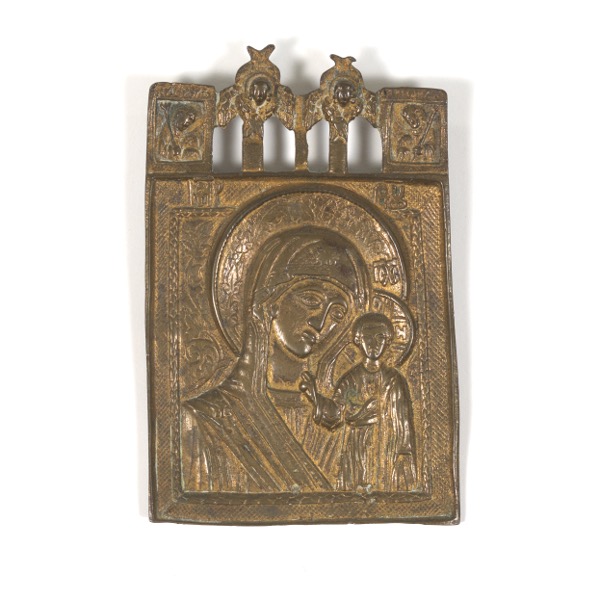 Appraisal: ANTIQUE RUSSIAN BRONZE ICON MOTHER OF GOD OF KAZAN CA