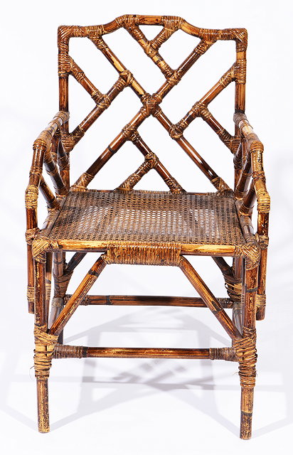 Appraisal: A BAMBOO CONSERVATORY ARMCHAIR with caned seat cm wide