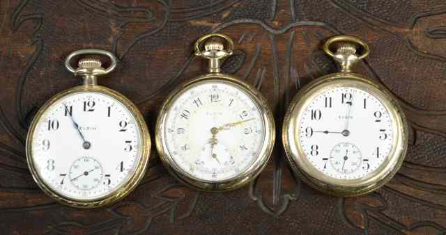 Appraisal: THREE ELGIN OPENFACE POCKET WATCHES model size c model size