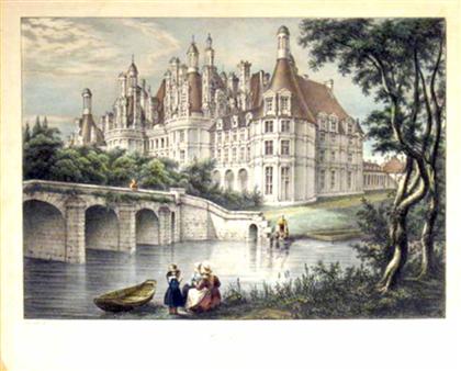 Appraisal: piecesHand-Colored Engravings Hand-Colored Lithograph French Views Mid th-Century - s