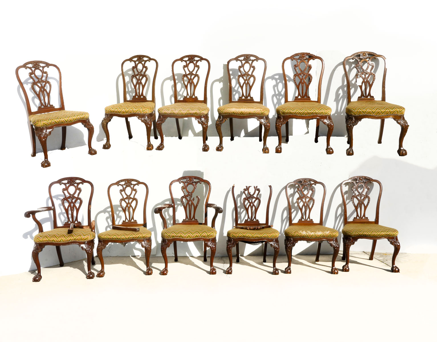 Appraisal: LATE TH CENTURY CHIPPENDALE STYLE CARVED CHAIRS Comprising - Armchairs