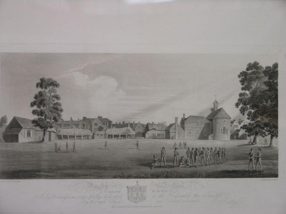 Appraisal: Two early th century engravings Rugby School circa monochrome aquatints