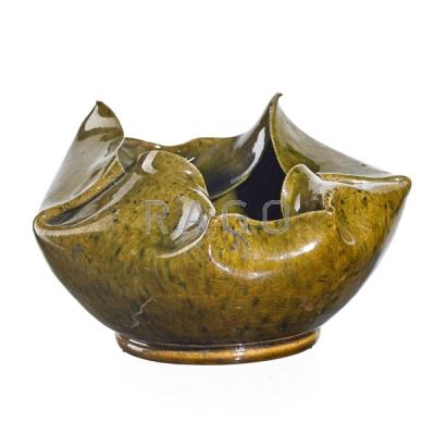 Appraisal: GEORGE OHR Small vessel folded and crimped rim Condition Report