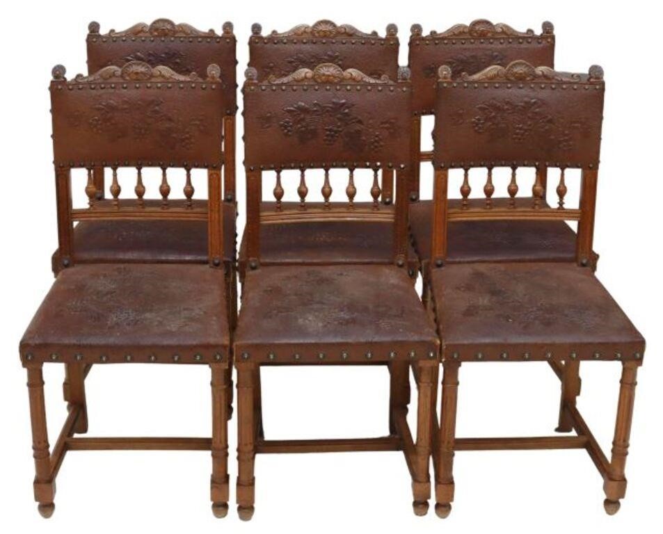 Appraisal: lot of French Henri II style walnut dining chairs early