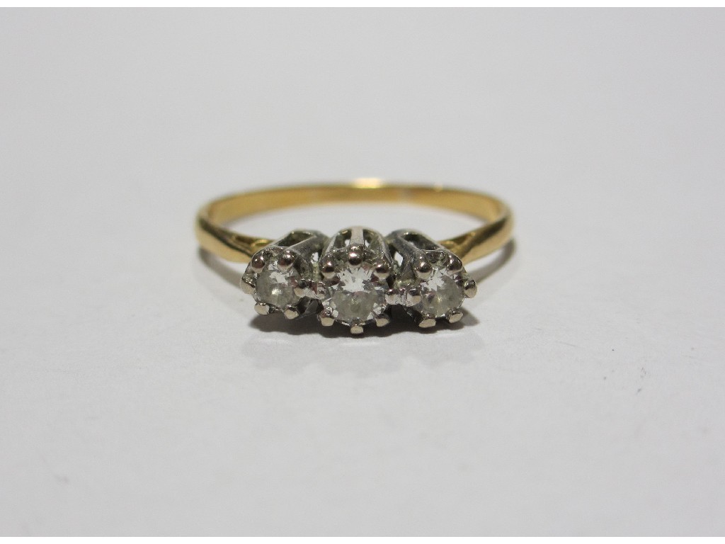 Appraisal: Eighteen carat gold and platinum diamond three stone ring with