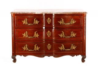 Appraisal: French Provincial Louis XV Marble Top Commode French th century