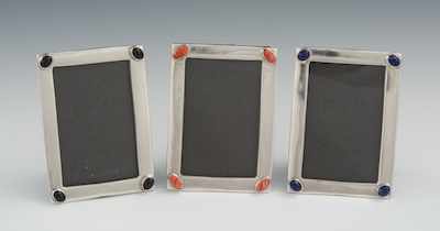 Appraisal: Three Sterling Silver Frames Navajo Made Each frame measures apprx