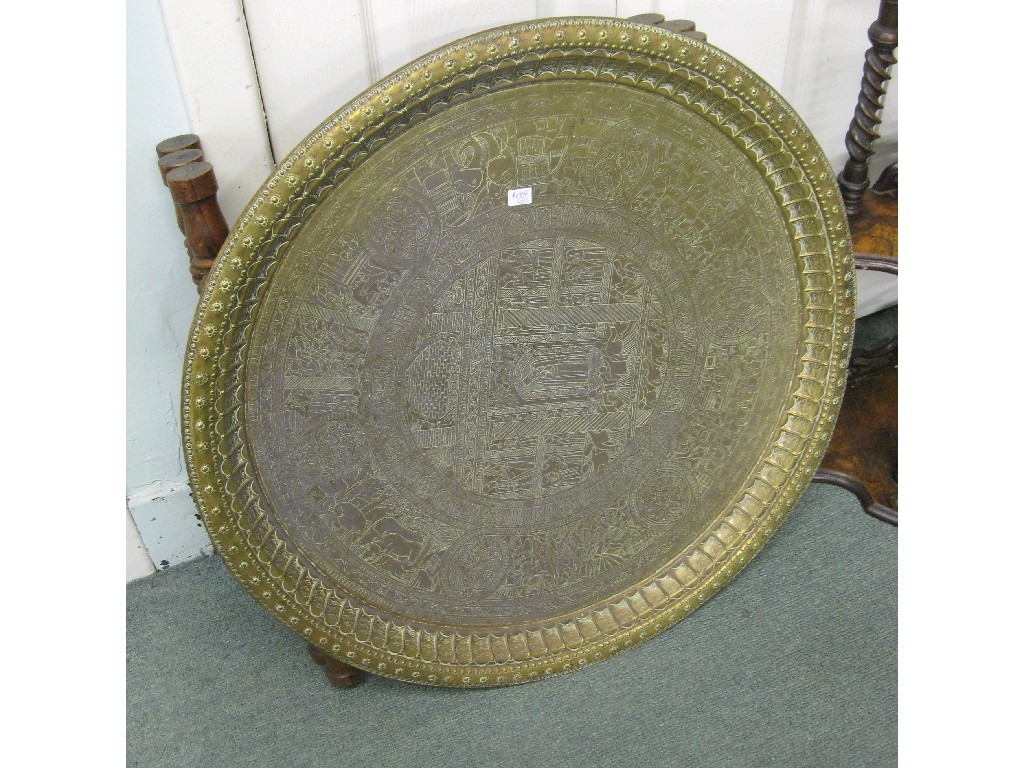 Appraisal: Eastern brass topped folding table