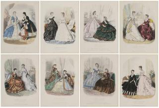 Appraisal: Eight La Mode Illustr e Prints Victorian fashion prints hand-colored