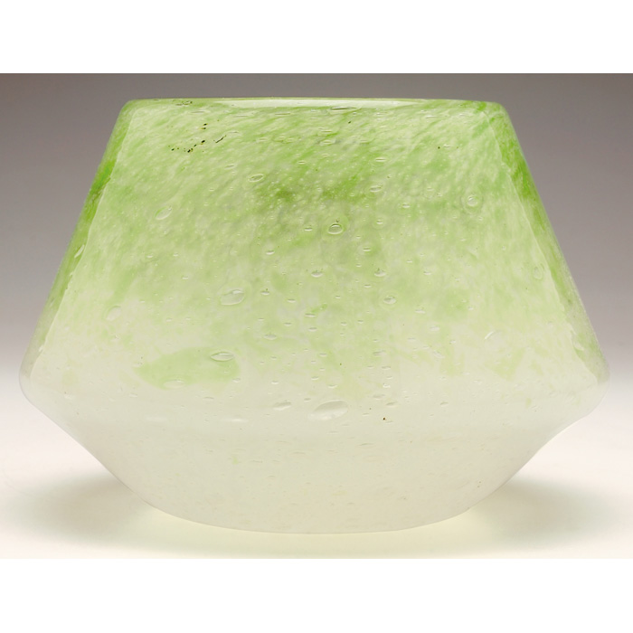 Appraisal: Steuben vase Cluthra design in green white and clear glass