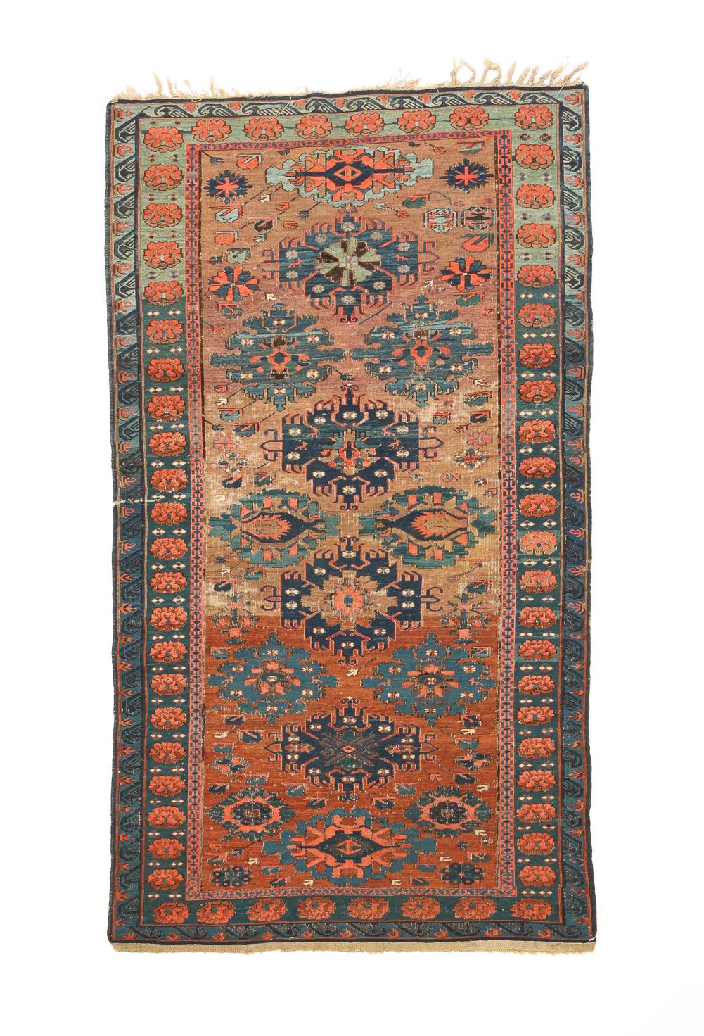 Appraisal: CAUCASIAN SEICHOUR SOUMAC RUG Ca Palmette design with strong abrash