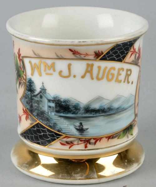 Appraisal: Church Minister in Boat Shaving Mug Gilded Wm J Auger