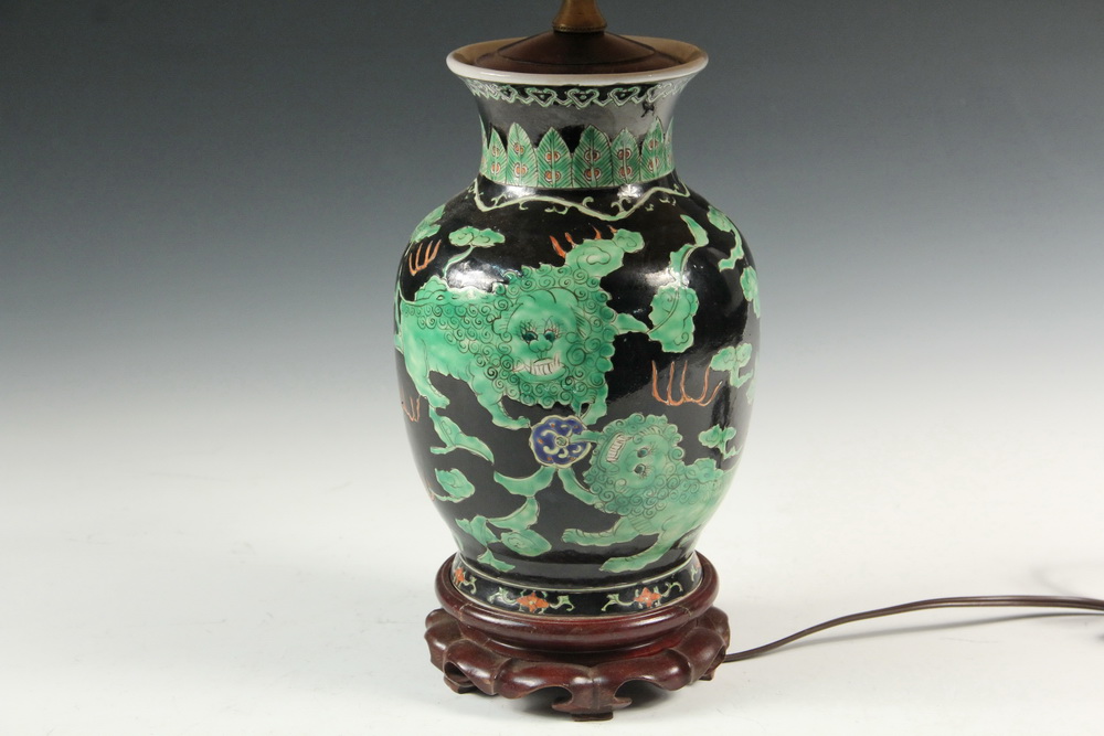 Appraisal: CHINESE GINGER JAR AS LAMP - Dao Guang Ovoid Porcelain