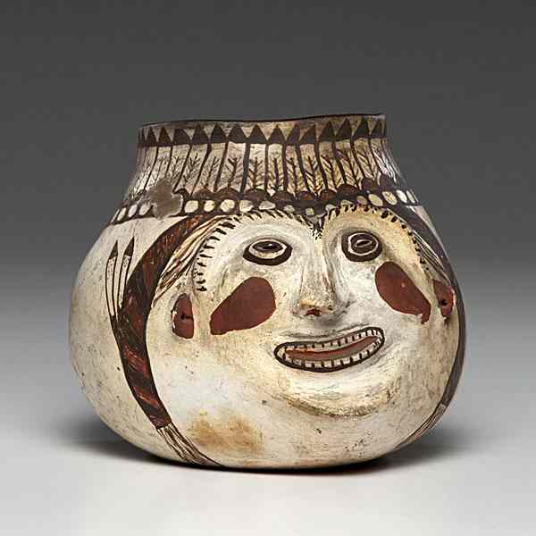 Appraisal: Polacca Figural Polychrome Jar globular form with sculpted face small