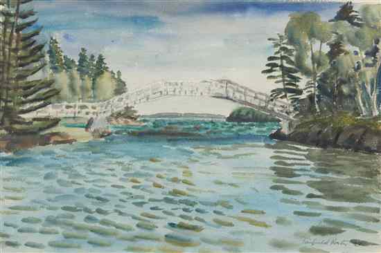 Appraisal: Fairfield Porter American - The Bridge watercolor signed Fairfield Porter