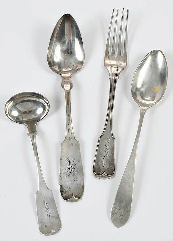 Appraisal: Four NC and TN Coin Silver Flatware American th century