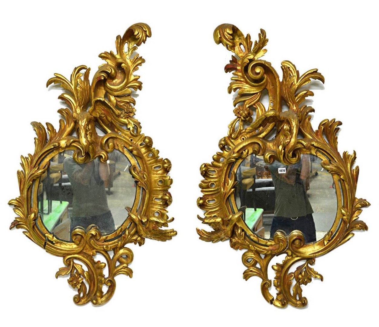 Appraisal: An opposing pair of th century gilt framed wall mirrors