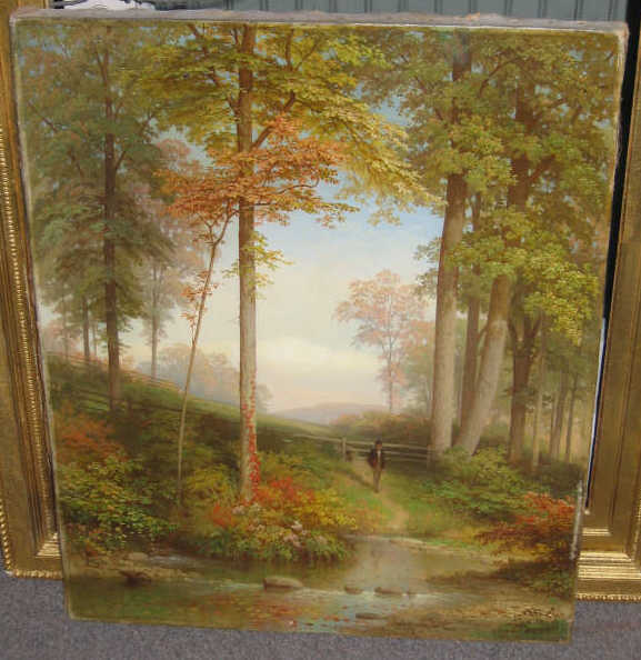 Appraisal: W H WILLCOX Figure on a path in Autumn distant