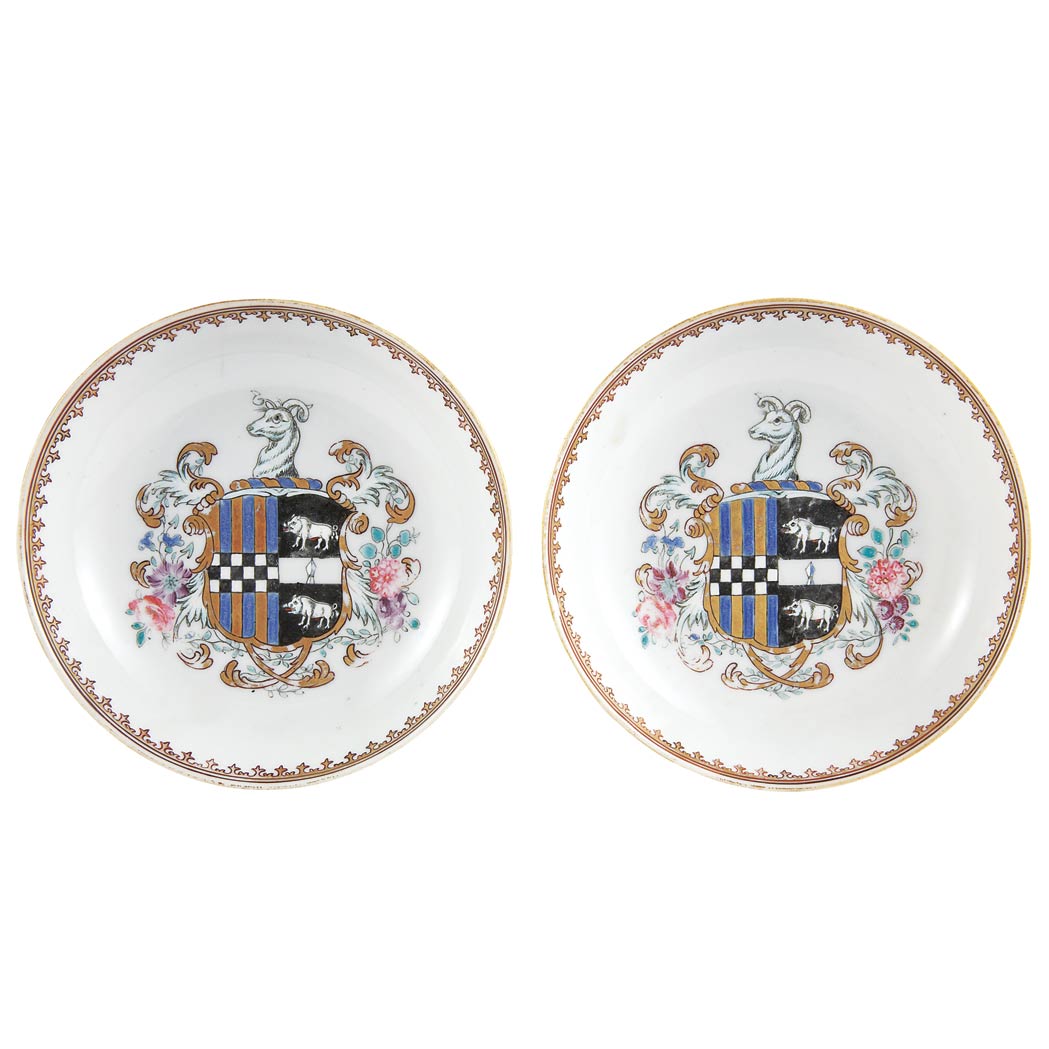 Appraisal: Two Chinese Export Armorial Porcelain Dishes Circa Each centering the