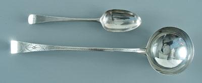 Appraisal: Bateman English silver flatware one serving spoon with oval handle