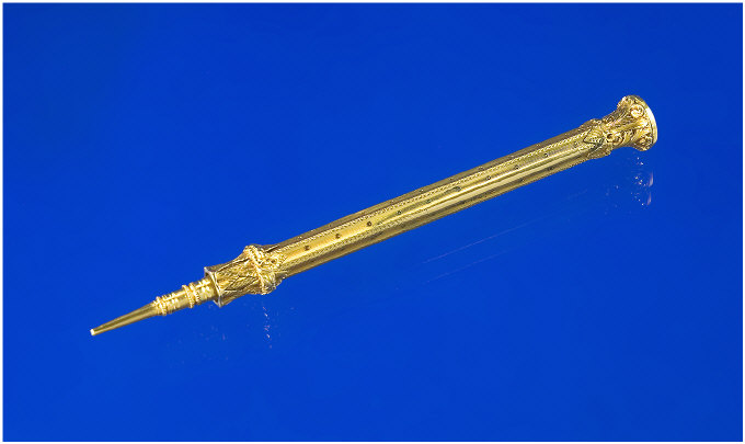 Appraisal: Large Gold Pencil With delicate and complete acanthus decoration to