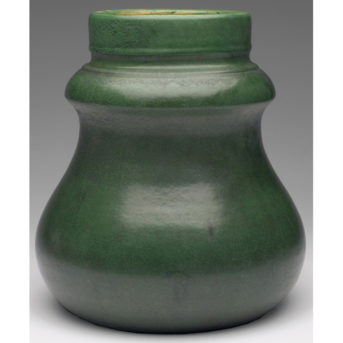 Appraisal: Owens vase monumental shape covered in a green matte glaze