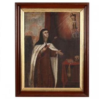 Appraisal: Spanish Colonial School Santa Teresa de vila oil on canvas