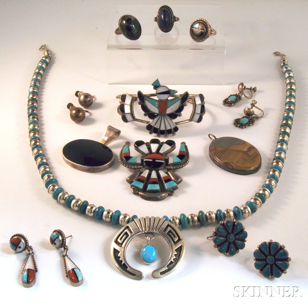 Appraisal: Small Group of Native American and Southwestern-style Jewelry a silver