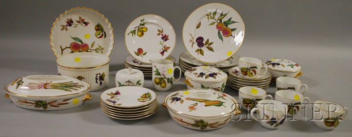 Appraisal: Thirty-eight Piece Royal Worcester Evesham Pattern Porcelain Partial Dinner Set