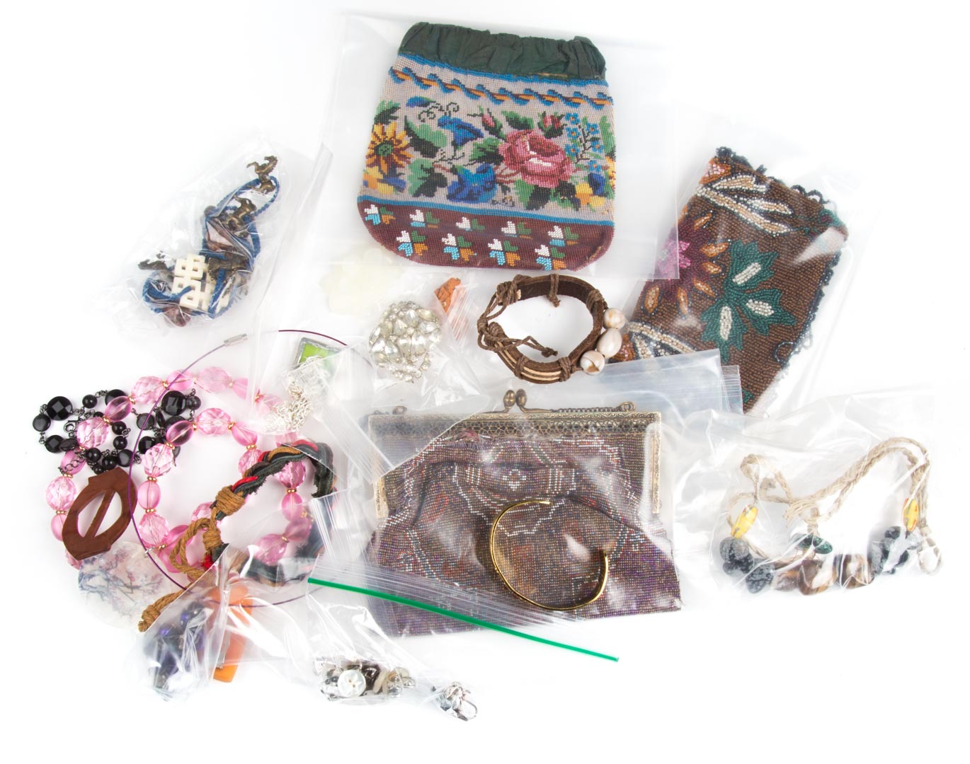 Appraisal: An Assortment of Vintage Beaded Bags along with a hand