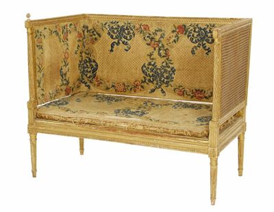 Appraisal: A late th century French gilt canape with cane sides