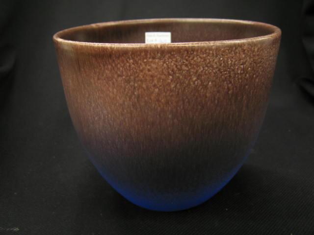 Appraisal: Fine Art Pottery Vase deep burgundy on rich blue excellent