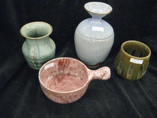 Appraisal: pcs of Cole Pottery vases porringer