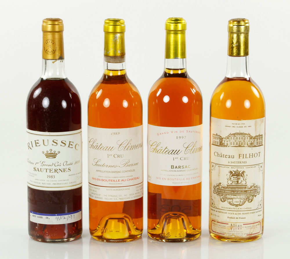 Appraisal: - Bottles Vintage Sauternes Lot of four Vintage Sauternes one