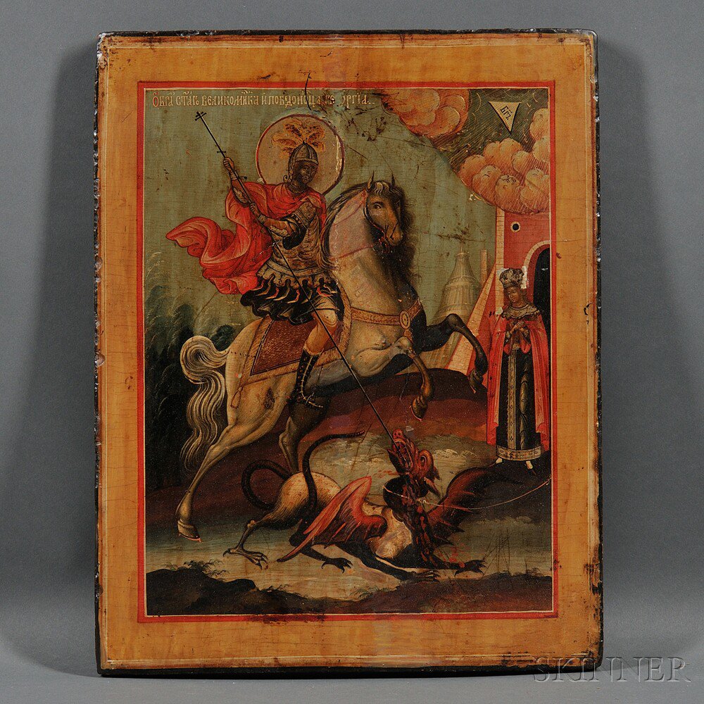 Appraisal: Russian Icon Depicting St George Slaying the Dragon th century