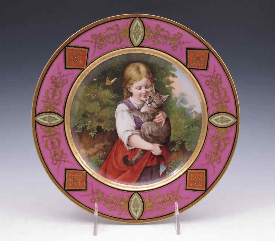 Appraisal: ROYAL VIENNA CABINET PLATE Hand painted image of a young