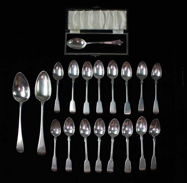 Appraisal: NINETEEN ENGLISH STERLING SILVER SPOONS with hallmarks for various makers