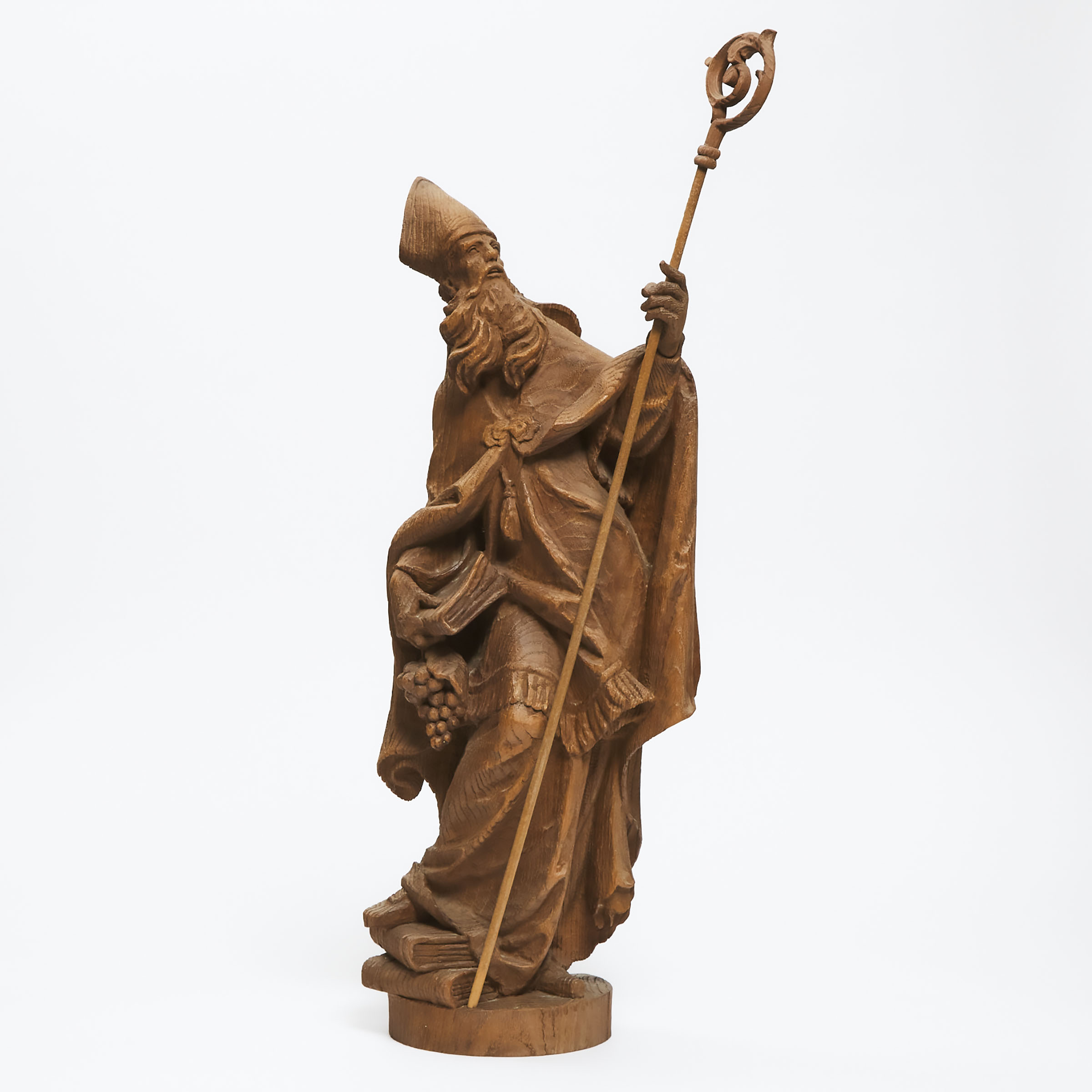 Appraisal: Gothic Style Carved Oak Figure of a Bishop with Crozier